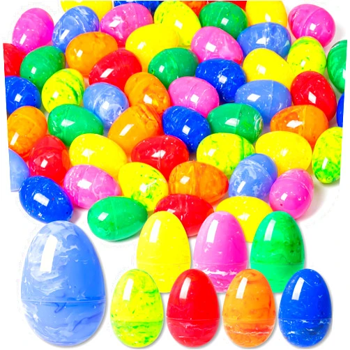 OleFun 72 PCS Plastic Empty Easter Eggs, 3.15'' Large Bulk Painted Easter Eggs in 8 Colors, Hinged Fillable Eggs for Easter Egg Hunt, Surprise Eggs, Basket Stuffers, Easter Party Favor for Kids