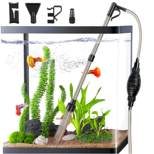 Roetelo Aquarium Vacuum Gravel Cleaner, 4 in 1 Fish Tank Cleaner Vacuum, Hand Siphon Vacuum Gravel Cleaner, Vacuum Fish Tank Set with Water Flow Clamp, for Change Water, Wash Sand, Remove Dirt.