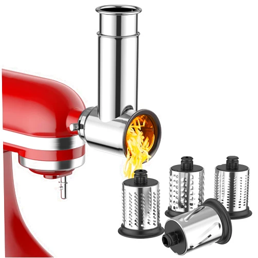 InnoMoon Stainless Steel Slicer Shredder Attachment for KitchenAid Stand Mixer, Cheese Grater Attachment for KitchenAid, Salad Maker, Grinding Powder, Dishwasher Safe with 4 Blades by InnoMoon