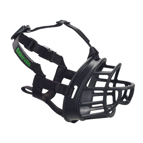 The Company of Animals BASKERVILLE ULTRA MUZZLE - Patented Humane Design, Breathable, Dog can Pant and Drink, Adjustable, Padded, Dog Training Muzzle for Small Dogs, Prevents Biting, Wildlife Scavenging (Size 1, Black)