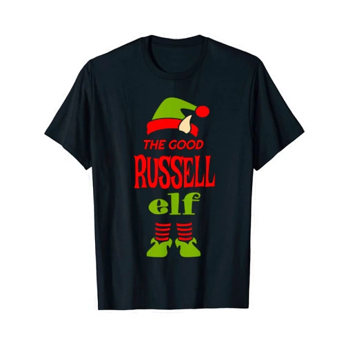Silly Naughty Elf Designs BJW RUSSELL Elf Good Christmas Matching Pajama Party T-Shirt