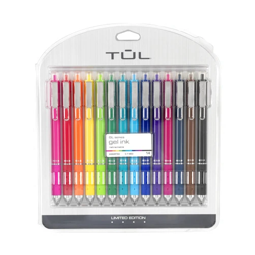 TUL® GL Series Retractable Gel Pens, Medium Point, 0.7 mm, Assorted Barrel Colors, Assorted Candy Ink Colors, Pack of 14 Pens