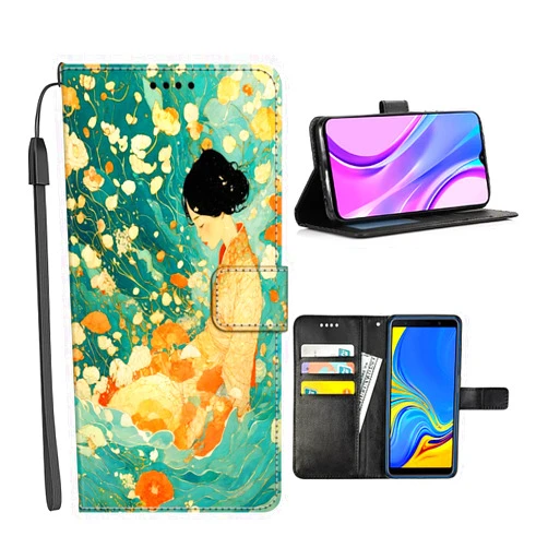 KUAVETO Wallet Case for Moto G5S G50 G42 G30 G32 G22 G6 G6 Plus G60S G62 G30 G7 G7 Play with Girl-AE64,Card Slot and Wrist Strap Flip Cover