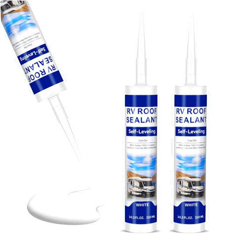 Dyvio RV Roof Sealant Self Leveling, 2 Pack Lap Sealant for RV Roofs, White RV Caulking Sealant Tap Sealant for RV Roofing, Flexible, UV & Waterproof, Secure Odorless for RV Indoor Use