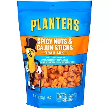 Planters Spicy Nuts & Cajun Sticks Trail Mix (6oz Bags, Pack of 12)