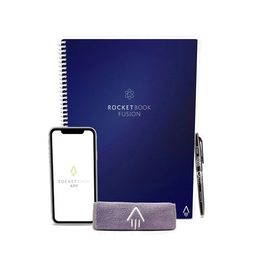 Rocketbook Fusion Reusable Notebook Planner Combo, 8.5-inch x 11-inch, 7 Page Styles, 42 Pages, Blue (EVRF-L-RC-CDF-FR)
