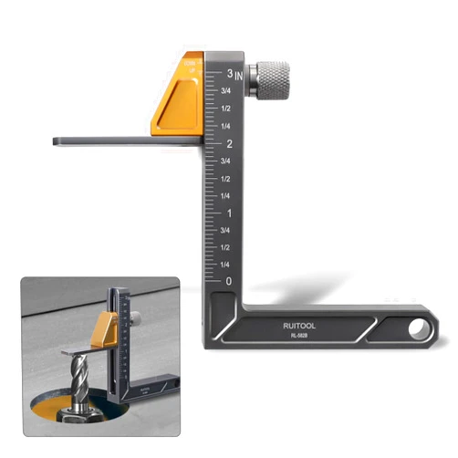 RUITOOL Woodworking Height Gauge Depth Gauge, Precision CNC Machined Height Measuring Tool for Table Saw, Aluminum Alloy Setting Gauge for Router Table Drill, Table Saw Accessories