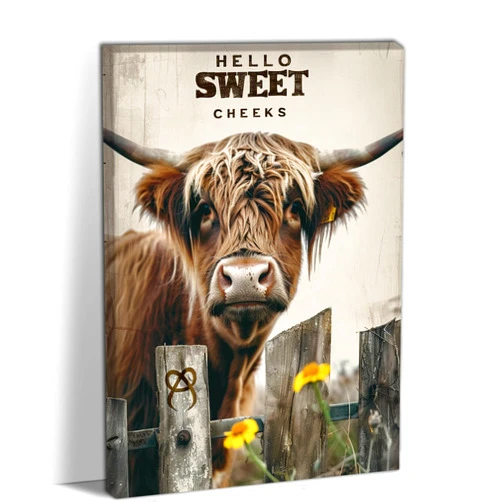 GUTTATY Farmhouse Wall Art Cow Wall Painting, Highland Cow Picture Rustic Animal Art Pieces,Fluffy Highland Cattle In Pasture Cute Posters Highland Cow Decorations for Home Bedroom Livingroom 12×18 Inch