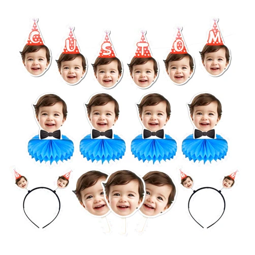 FAMILOVE Custom Banner with face, Birthday Decorations, Party Decorations, Personalized Party Banner for Kids Men Women