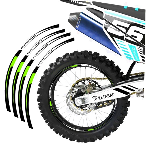 KETABAO MX Bike Rim Tape R02 Decal Stickers Stripes 21 18 inch Compatible with KLX140G KLX230R KLX250 H S SA (Green)