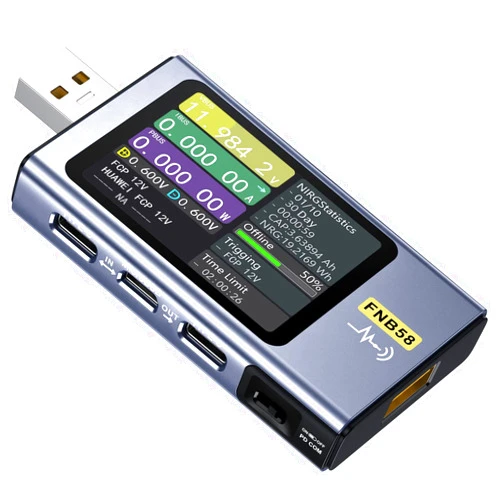 FNIRSI USB Tester 4-28V 7A LCD USB A&C Voltage Current Power Tester Multimeter with App Software, Fast Charge Detection Trigger Capacity Ripple Measurement, PD2.0/PD3.0,QC2.0/QC3.0
