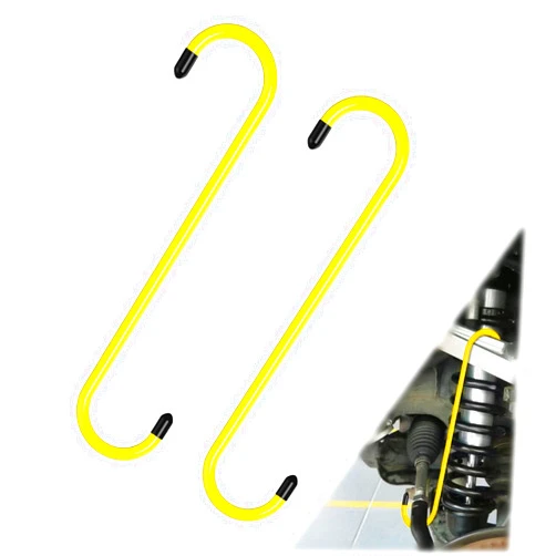 BFXM 2PCS Brake Caliper Hanger, Caliper Hangers Hooks with Rubber Tips, Durable Steel, Rust-Proof Automotive Brake Tools for Braking, Axle, Suspension(Yellow)