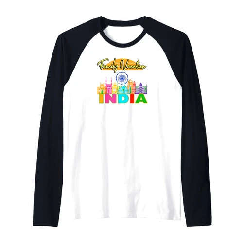 India Vacation Souvenirs and More India Taj Mahal Travel Tourist Vacation Group Matching Raglan Baseball Tee