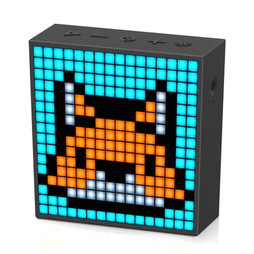 Divoom TimeBox Evo -- Pixel Art Bluetooth Speaker with 16x16 LED Display APP Control - Cool Animation Frame & Gaming Room Setup & Bedside Alarm Clock- Black