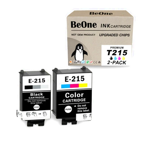 BeOne T215 215 Ink Cartridges Remanufactured Replacement for Epson WF-100 WF-110 WF100 WF110 Printers (1 Black, 1 Tri-Color)