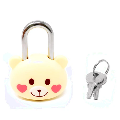 Honbay Cute Cartoon Animal Padlock Mini Beige Bear Padlock Lock with Key - for Jewelry Box, Purse, Handbag, Backpacks, Cabinet, Treasure Chest, Suitcases, Lockers, Letter Box, Diary, Notebook, etc