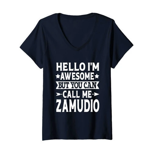 Zamudio Gifts Family Tee Last Name Birthday Gifts Womens Zamudio Surname Call Me Zamudio Family Last Name Zamudio V-Neck T-Shirt