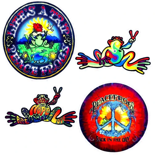DEZARO 4Pcs Latest Version Multifunctional Patch(not Embroidered Patch), Self-Adhesive Peace Frogs Logo Patch Applique for Clothes, Bags, etc, DIY Accessories, colourful, D240125-hepingwa