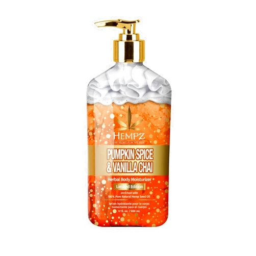 Hempz Limited Edition Pumpkin Spice & Vanilla Chai Herbal Body Lotion, for men or women, vegan and gluten free, 17 oz