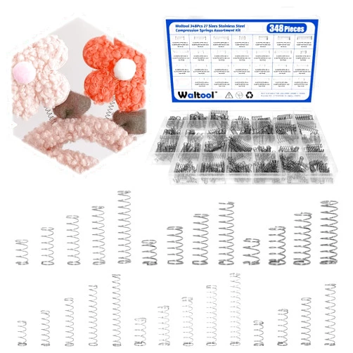Waltool 348Pcs 27 Sizes Compression Springs Assortment Kit, Stainless Steel Spring for Electrical Equipment Repairing