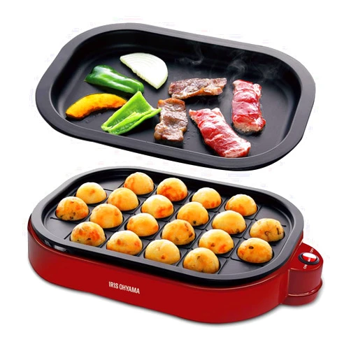 IRIS OHYAMA takoyaki 2WAY plate Red ITY-20WA-R