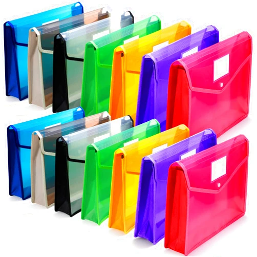 Epakh B4 Plastic Expanding File Folders Wallet for School Classroom Envelope File Folder Document Organizer Colorful Folder Receipt Organizer Folder with Snap Closure for Office(Mixed Color,14 Pack)