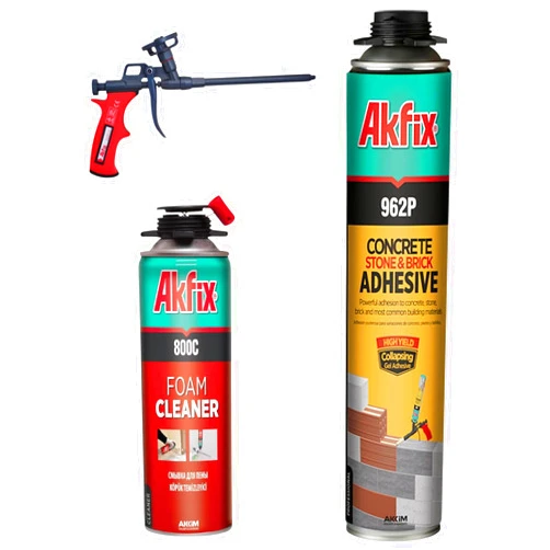 Akfix 962P Concrete Stone & Brick Adhesive, Gun & Cleaner Included, 24 oz