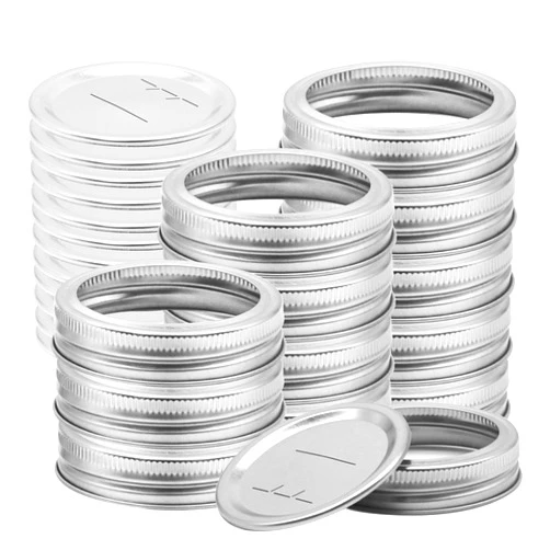 Lenpestia Canning Lids with Rings 24Pcs Canning Lids and Bands/Rings for Mason Jar, Ball or Kerr Jars, Split-type Metal Lids with Silicone Seals Rings Leak Proof (12Lids + 12Rings for Wide Mouth Jar)