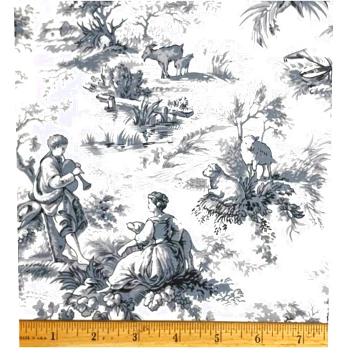 Robert Kaufman RobertKaufman 1 Fat Quarter - Classic Idyllic Days Grey on White Cotton Fabric - 18 Inches x 21 Inches, Gray, F53AIDGWFQ.1