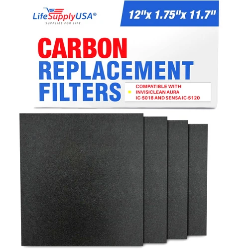 LifeSupplyUSA Carbon Pre-Filter fits InvisiClean Aura IC-5018 and Sensa IC-5120 by LifeSupplyUSA (4-Pack)