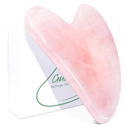 BAIMEI Gua Sha Facial Tool for Self Care, Massage Tool for Face and Body Treatment, Relieve Tensions, Reduce Wrinkles and Redness, Skin Care Tools for Men Women - Rose Quartz