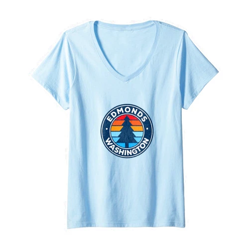 Vintage Edmonds WA Shirts & Retro Tees Edmonds Washington WA Vintage Graphic Retro 70s V-Neck T-Shirt