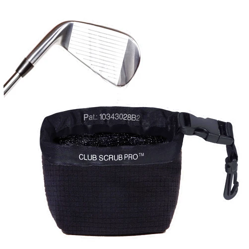Club Scrub Golf Club and Golf Ball Cleaning Bag, Waterproof Clean Face Technology Liner, Detachable Clip, Machine Washable, Cleans Club Grooves, Dry Exterior (Neoprene or Microfiber Option Available)
