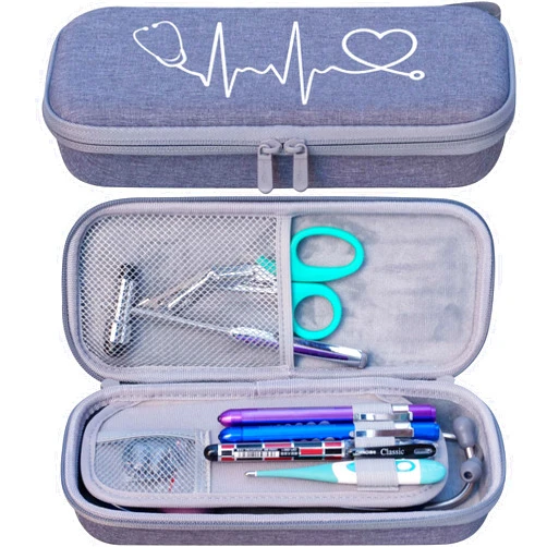 ButterFox Premium Stethoscope Case with Divider and ID Slot for 3M Littmann Classic III, Cardiology IV Diagnostic and More Stethoscopes with Pocket for Nurse Accessories (Gray Heart)