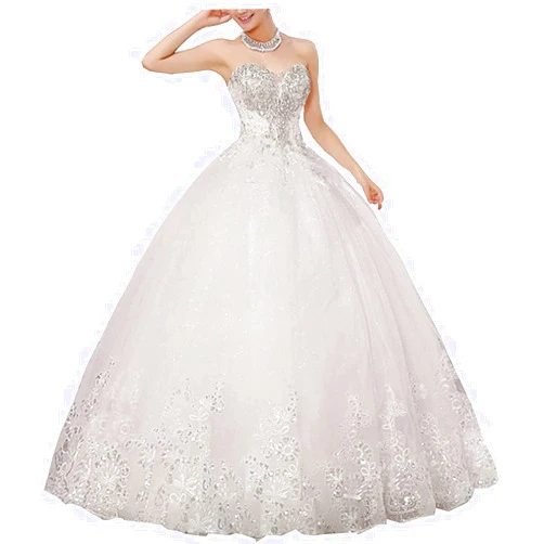 Generic Women's Bridal Wedding Dresses Sweetheart Sleeveless Diamond Long Bridal Gowns