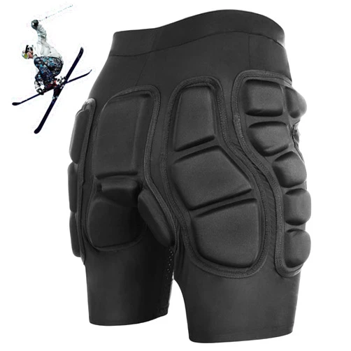 Jorzer Padded Shorts, Shock-Absorbing 3D Padded Motorcycle Shorts, Elastic Breathable Butt Pads for Skating Skiing Snowboarding Skateboarding.. Black