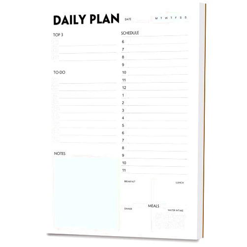 Nokingo Daily Planner Notepad - A5 Calendar, Scheduler, Organizer with Priority, To Do List, Appointments, Notes, Meals and Water Intake Tracker, 50 Undated Tear-Off Sheets Planning Pad, 5.8