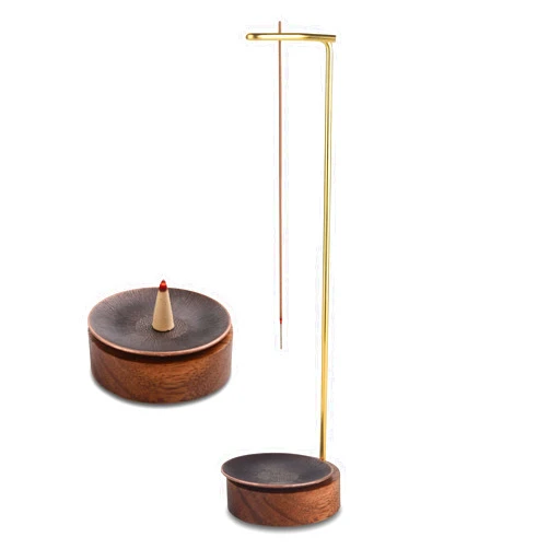 Bryan stove Incense Holder for Sticks- with Removable Brass Plate Wooden Incense Burner, Ash Catcher Mess - for Home Decor Incense Gifts