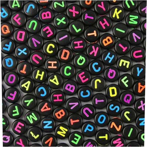 WHEAZIENS 1200pcs 4×7mm Alphabet Beads Black Round Acrylic Colorful Letter Beads, for Bracelets and Jewelry Making