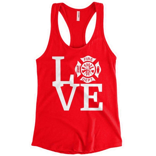 Cybertela Women's Love Fire Department Firefighter Fire Fighter Racerback Tank Top