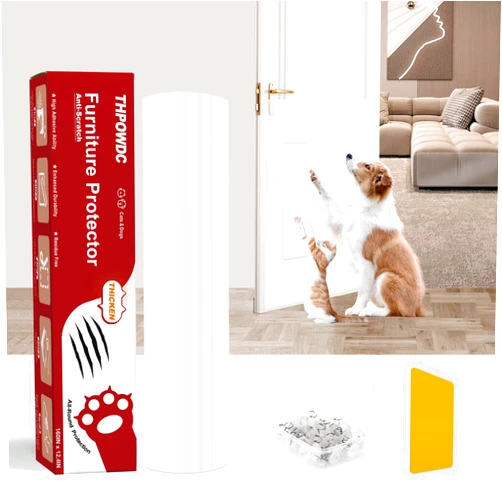 THPOWDC Door Protector from Dog Scratching, Thicken Single Side Adhesive Couch Cat Scratch Protector, Clear Heavy Duty Flexible Door Claw Shield, Anti Scratch Furniture Protector - (160