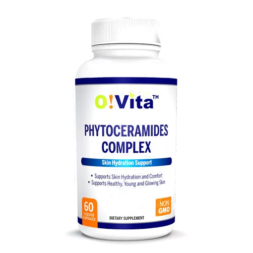 O!VITA Phytoceramides Complex, Skin repair and Rejuvenation, Anti-aging Support, Plant-derived Ceramides, with Vitamins C, B-6, and B-12, 2-month Supply (60 Non-GMO Liquid Capsules)