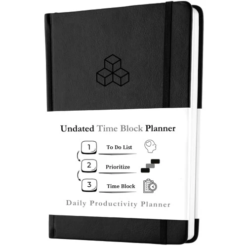 Timely Planner Time Blocking Planner and ADHD Planner by Refine Days. 180 Undated Pages, To Do List, Hourly Schedule, Daily and Monthly Agenda. Time Management & Productivity Planner. A5 (Black)