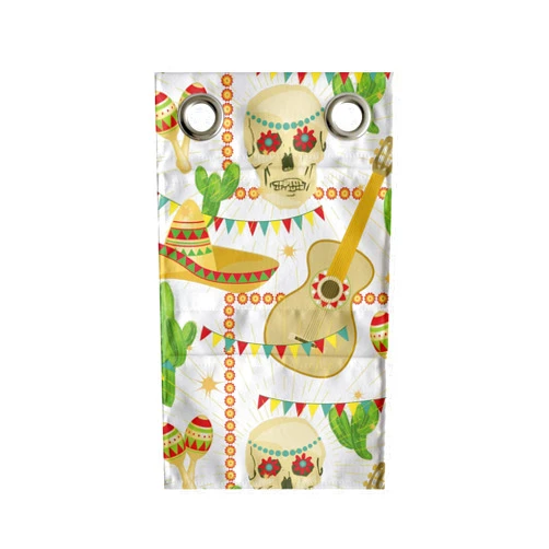 Ambesonne Cinco de Mayo Hanging Pocket Organizer, Continuous Pattern of Skulls Sombrero Maracas Cactus Guitars and Flowers, Printed Polyester Storage Bag with Pockets, 9