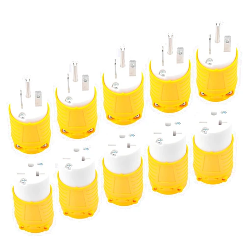 Suplevel 6-20P Replacement Plug and 6-20R Replacement Connector 5 Set, 20 Amp 250 Volt Extension Cord Ends, 2 Pole, 3 Wire Grounding, Industrial Grade, Heavy Duty, ETL Listed