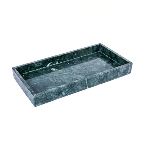 BHF BEST HOME FASHION 100% Natural Marble Tray Marble Storage Tray for Home Decor Stone Tray for Bathroom/Kitchen/Vanity/Dresser, Holder for Tissues, Candles, Towels - 17