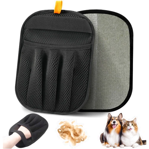Generic 5-Finger Reusable Pet Hair Removal Gloves – Upgraded Electrostatic Magic Brush for Easy Fur Cleanup on Carpet, Clothes, Car & Furniture (Black)