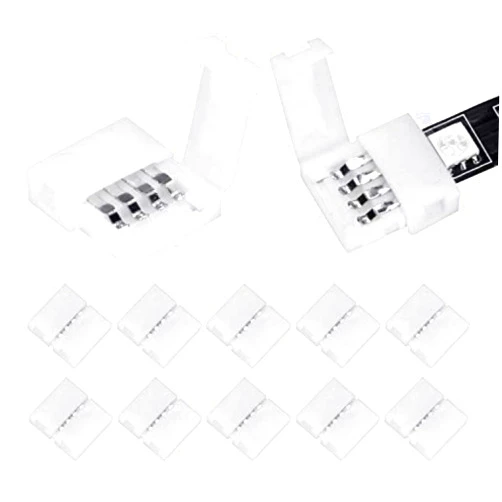 WENHSIN 10Packs 4-Pin RGB LED Light Strip Connectors 10mm Unwired Gapless Solderless Adapter Terminal Extension for SMD 5050 Multicolor Strip