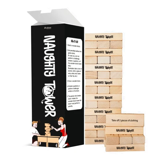 Zealous Nutrition Stacking Wooden Block Game for Grown Ups – Couple Dare Questions – All Genders & Relationships – Exciting, Pleasing, & Funny Challenges - Make Date & Game Night Fun w/ 54 Pieces