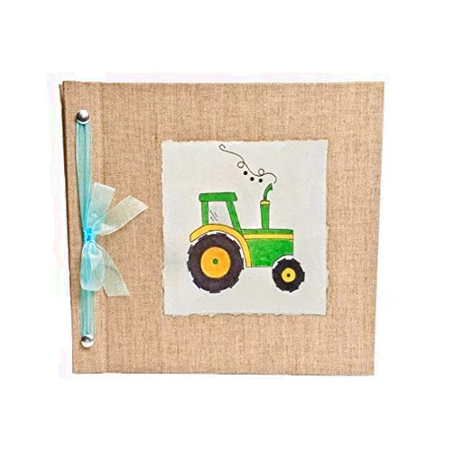 Hugs and Kisses XO Beautiful Baby Memory Book Keepsake, Hugs and Kisses XO, Baby Boy, Tractor Blue, Baby Journal and Photo Album
